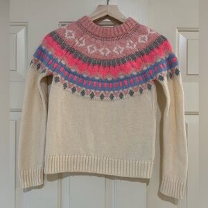 Crewcuts Festive Fair Isle Sweater Size: Large (10-11) Color: Cream multi